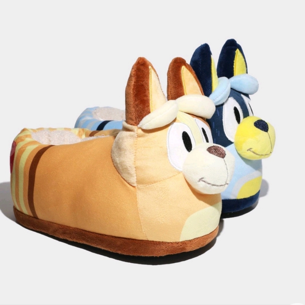 Bluey Adult Bandit & Chilli 3D Slippers - Blue/Orange